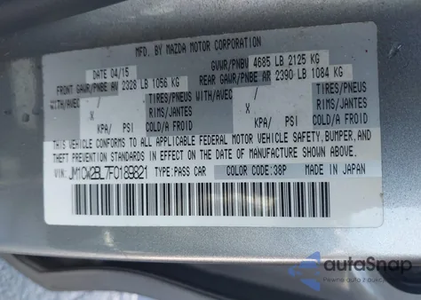 2015 Mazda Mazda5 Sport z USA, uszkodzony, nr VIN JM1CW2BL7F0189821